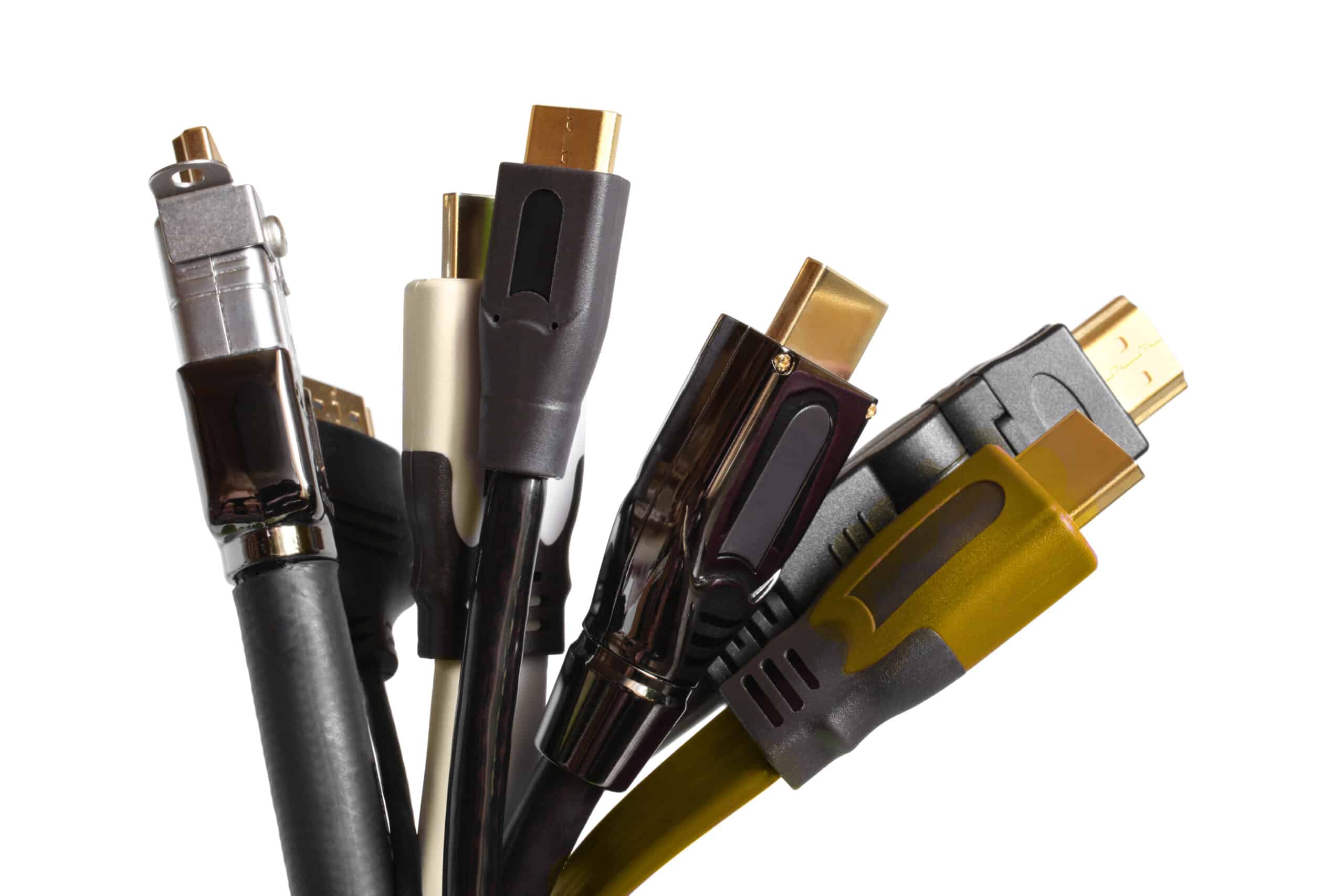 HDMI cables isolated on white background