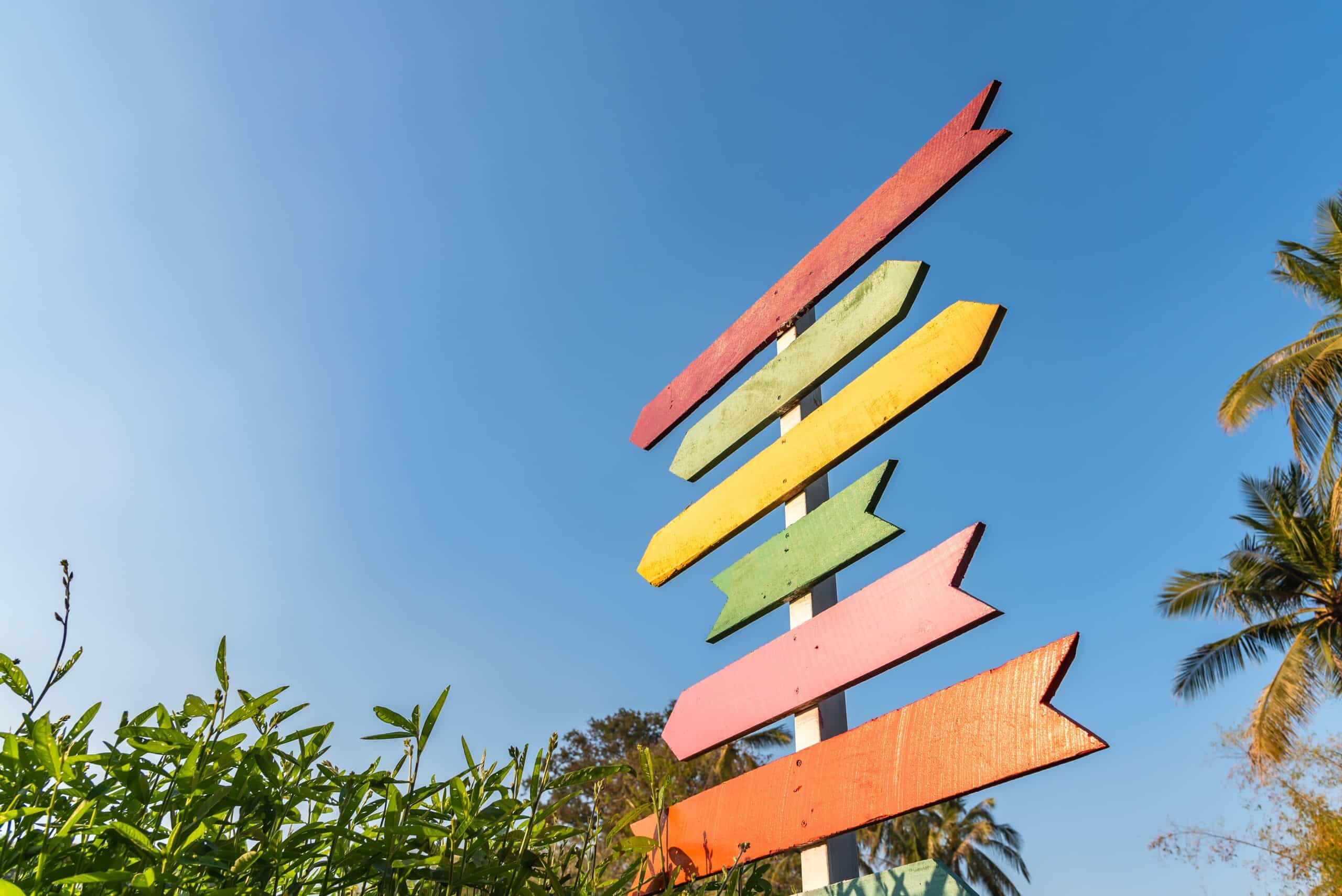 colourful signposts 