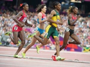 female athletes running at the RIO 2016 Olympics
