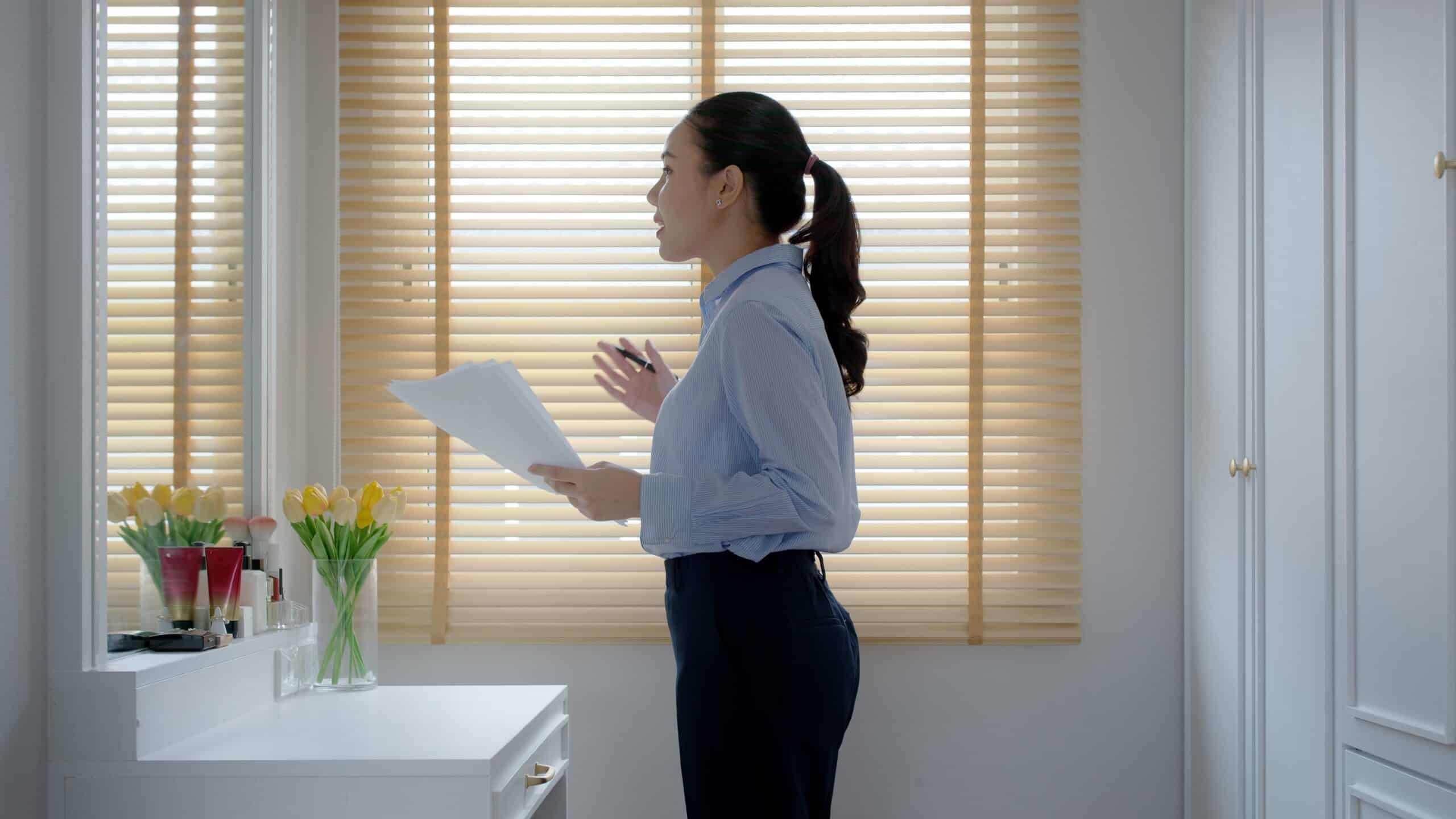 female presenter practising for presenting at a conference for the first time