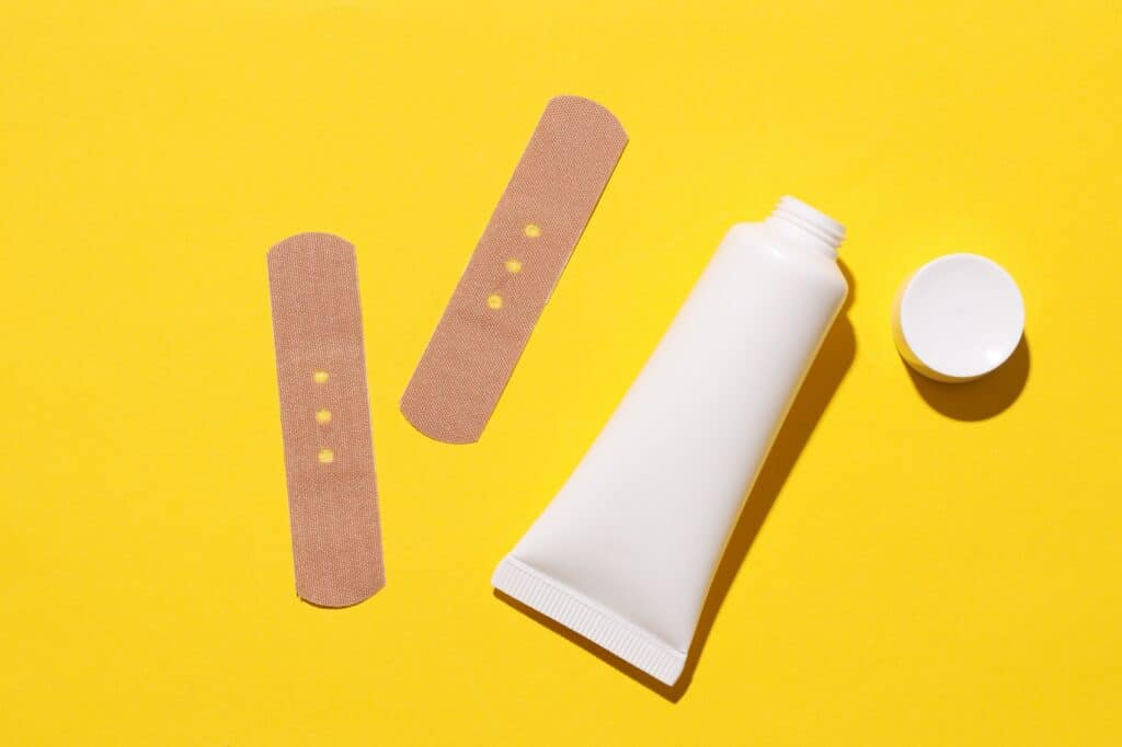 plasters and antiseptic cream