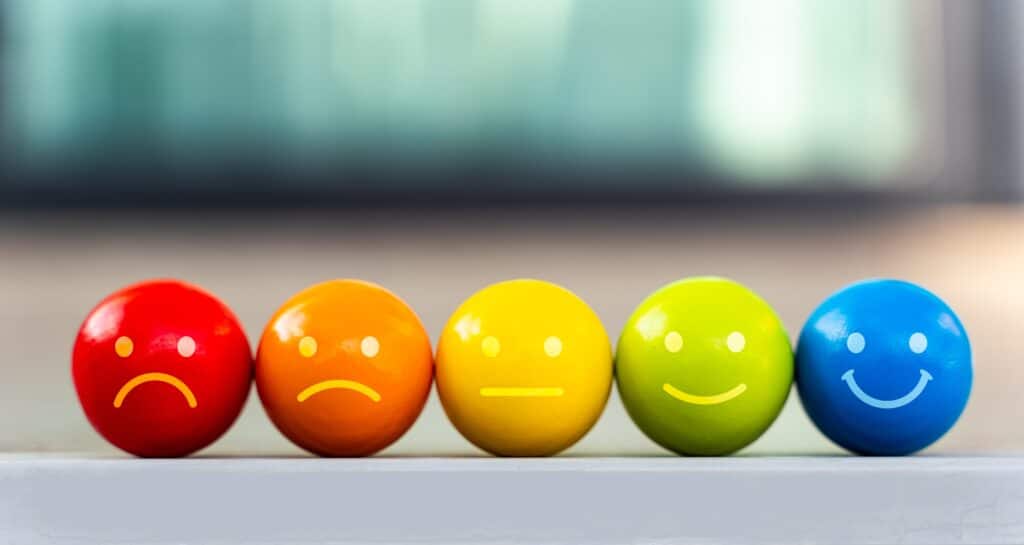 coloured balls in a row